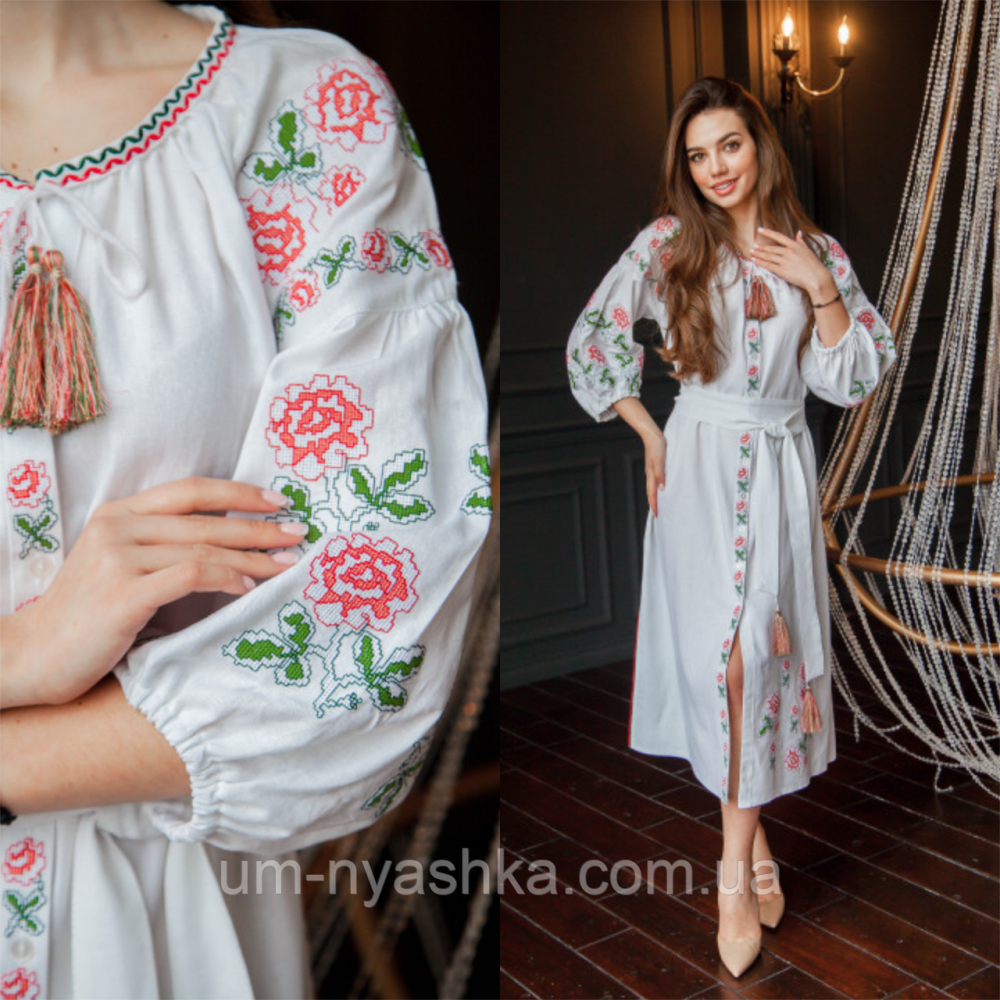 Біле вишите плаття Світанок рожева Кривий Ріг - фото 6