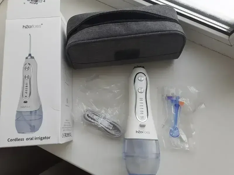 Іригатор ротової порожнини портативний H2oFloss HF-6 білий, 8 насадок + дорожня сумка в подарунок Київ - фото 6
