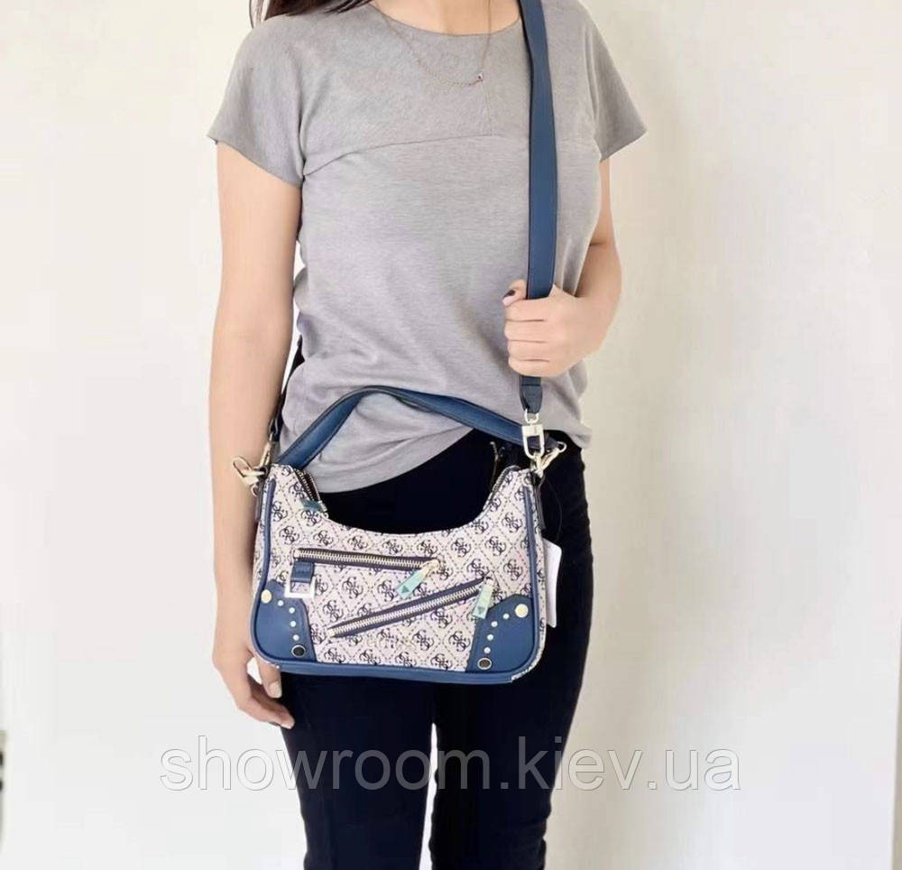 Комплектна жіноча сумка на плече Guess (812820) синя Київ - фото 3