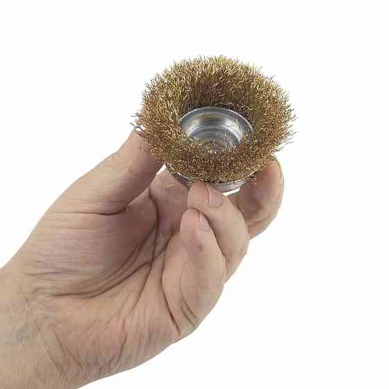 Щетка проволочная чашевидная Ø75мм хвостовик Ø6мм (латунированная) SIGMA (9015071) Ровно