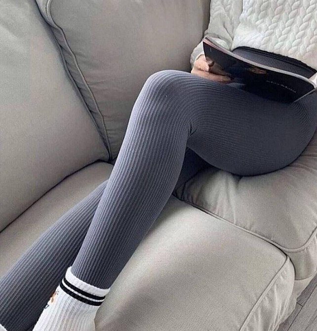 Женские базовые лосины с высокой посадкой рубчик Серый, 42/44 Одесса - изображение 3