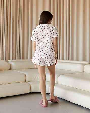 Піжама жіноча шорти і сорочка муслінова Білий полуниця L Харків