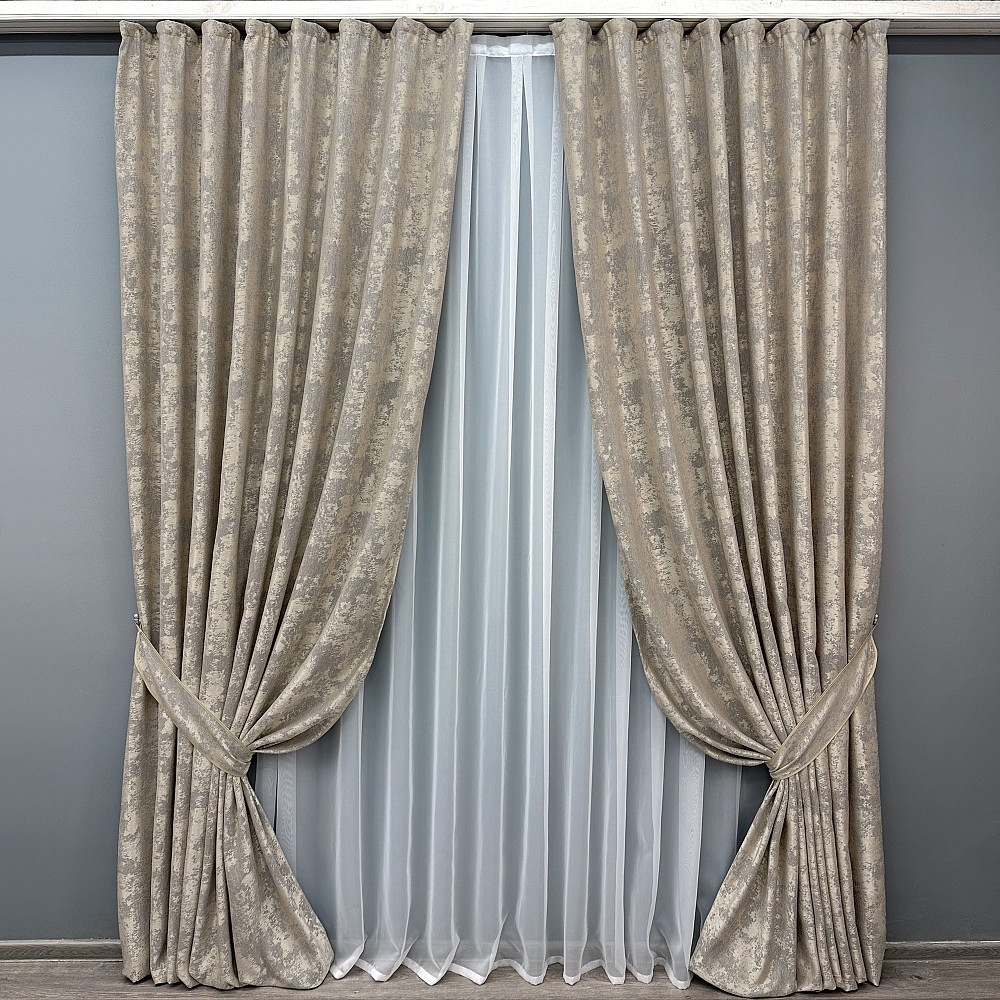 Комплект готових штор VR-Textil Жакард Sultan XO № 1144ш Кавово-сірий 150х290 см 2 шт (33-0762) Київ - фото 10