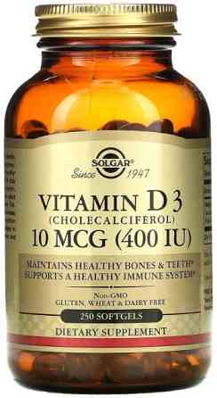 Вітамін D3 Solgar Vitamin D3 10 мкг (400 МЕ) 250 гелевих капсул Київ