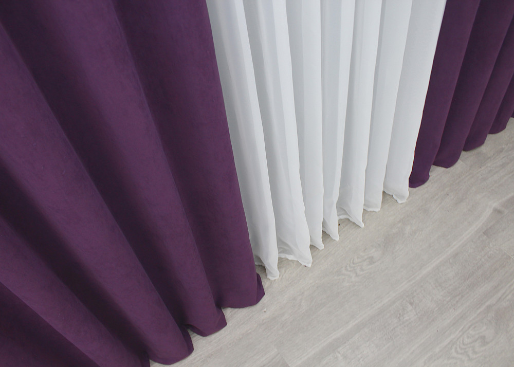 Комплект готовых штор VR-Textil Микровелюр Petek № 1509ш Фиолетовый 150х290 см 2 шт (33-0373) Киев - изображение 7