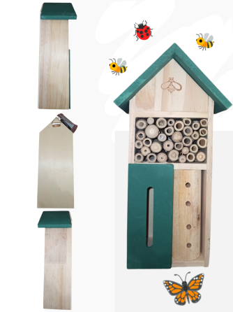 Деревяный домик для насекомых, пчел, и муравьев 20х12,2х12,2 см с подвесным креплением Германия зеленый Киев