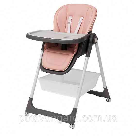 Стульчик для кормления ребенка Toti S-19225 девочке (мягкий чехол, PU 4 колеса, съемный столик) розовый Хмельницкий