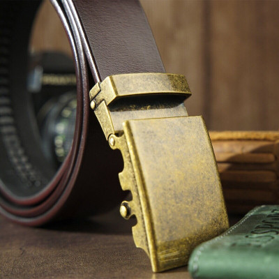 Ремень Vintage Мужской с латунной пряжкой автомат Коричневый (20264) Винница - изображение 7