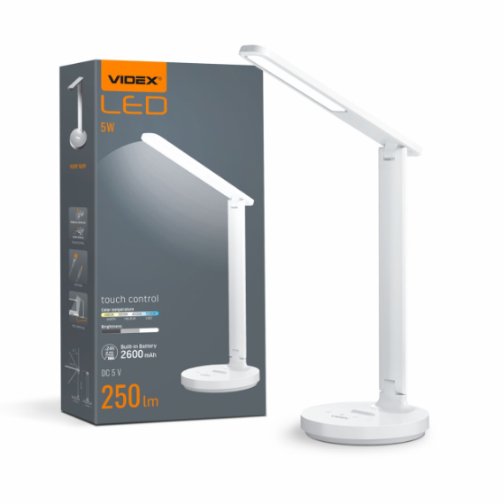 Лампа настільна LED 5W 1800-5000K з акумулятором VL-TF16W Videx Житомир