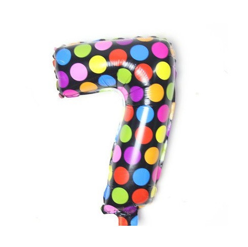 Кулька цифра 7 у горошок 16 дюймів різнобарвний Київ - фото 1