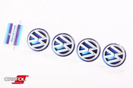 Наклейка на колпак 55ммм силікон Volkswagen синя Автограф (4 шт). Вінниця