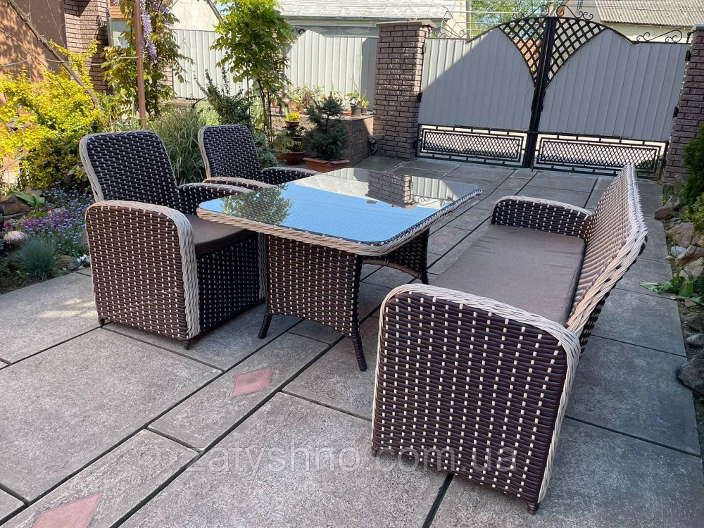 Ротангові меблі зі столом зі склом та подушками Київ - фото 9