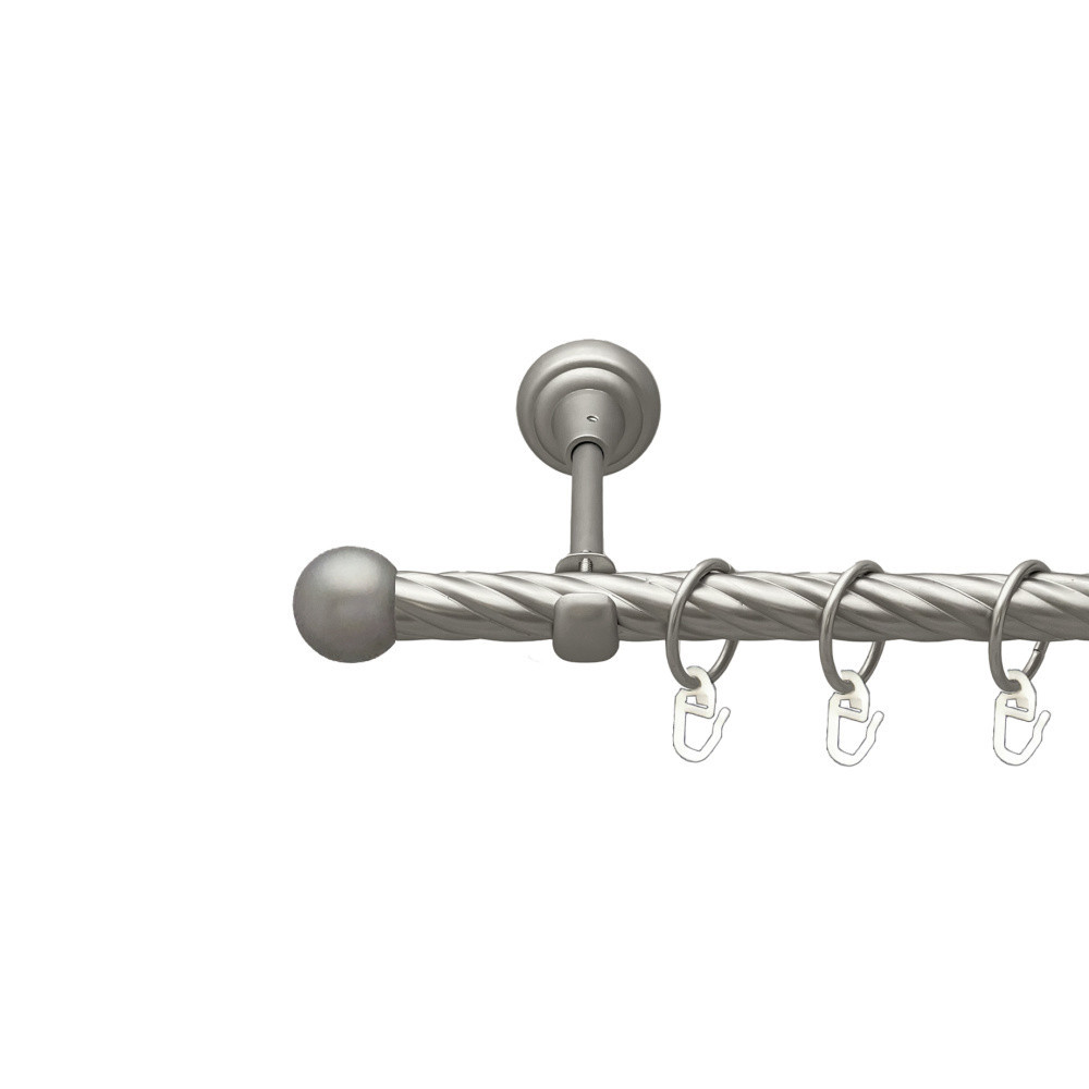 Карниз Orvit Куля Болонь металевий однорядний відкритий скручена труба кільце металеве Сатин 19 мм 240 см Львов - изображение 1