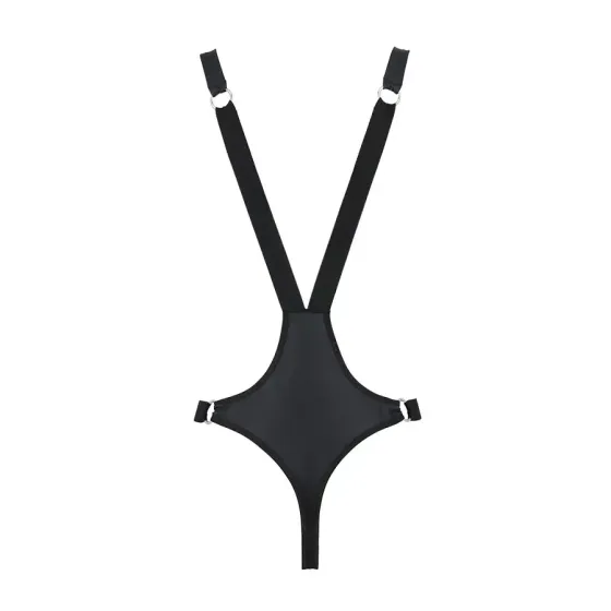 Чоловіче боді з люверсами Passion 028 HARRY XXL/XXXL Black, екошкіра, на шлейках Львов