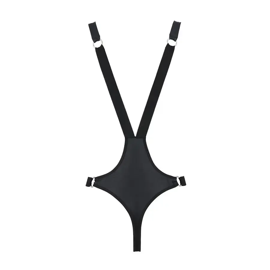 Чоловіче боді з люверсами Passion 028 HARRY XXL/XXXL Black, екошкіра, на шлейках Львов - изображение 6