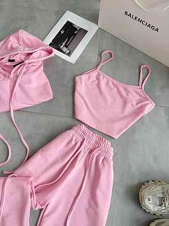 Жіночий повсякденний костюм трійка: кофта топ і штани двонитка Одеса