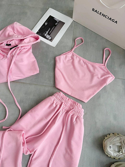 Жіночий повсякденний костюм трійка: кофта топ і штани двонитка Одеса - фото 3