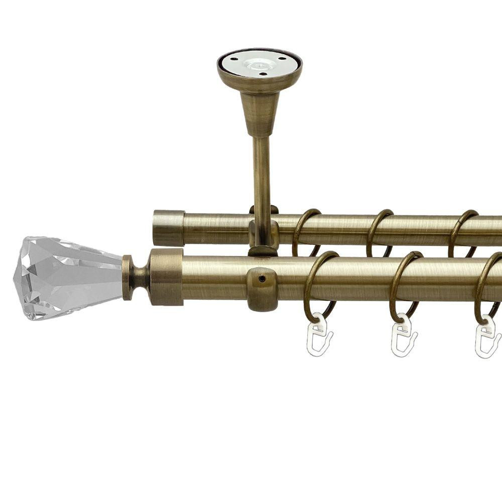 Карниз Orvit Лучетта металевий дворядний відкритий до стелі гладка труба кільце металеве Антик 25\19 мм 240 см (00-00018630) Львів - фото 1