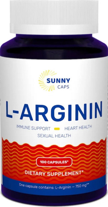 L-аргинин аминокислота Sunny Caps L-аrginine Powerful 750 мг 100 капс Киев - изображение 1