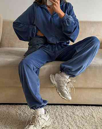 Жіночий стильний костюм оверсайз: кофта та штани турецький велюр спорт Парламент Одеса