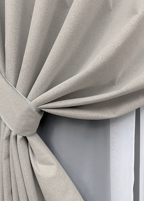Комплект штор на люверсах VR-Textil Блэкаут двусторонний ASHEN NIGHT № 1842ш Пепельный 150х270 см 2 шт (37-0283) Киев - изображение 5
