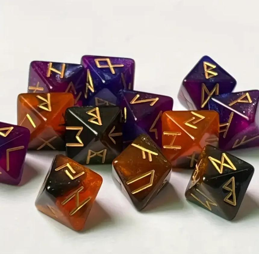 Акриловые рунические кубики для гадания в мешочке, набор 3 шт. Дайс для гадания, Коричневый Киев - изображение 2