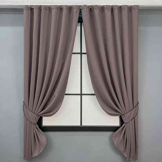 Комплект штор коротких VR-Textil Блекаут Midnight № 1233ш 140х170 см 2 шт Бурий (35-0437) Київ