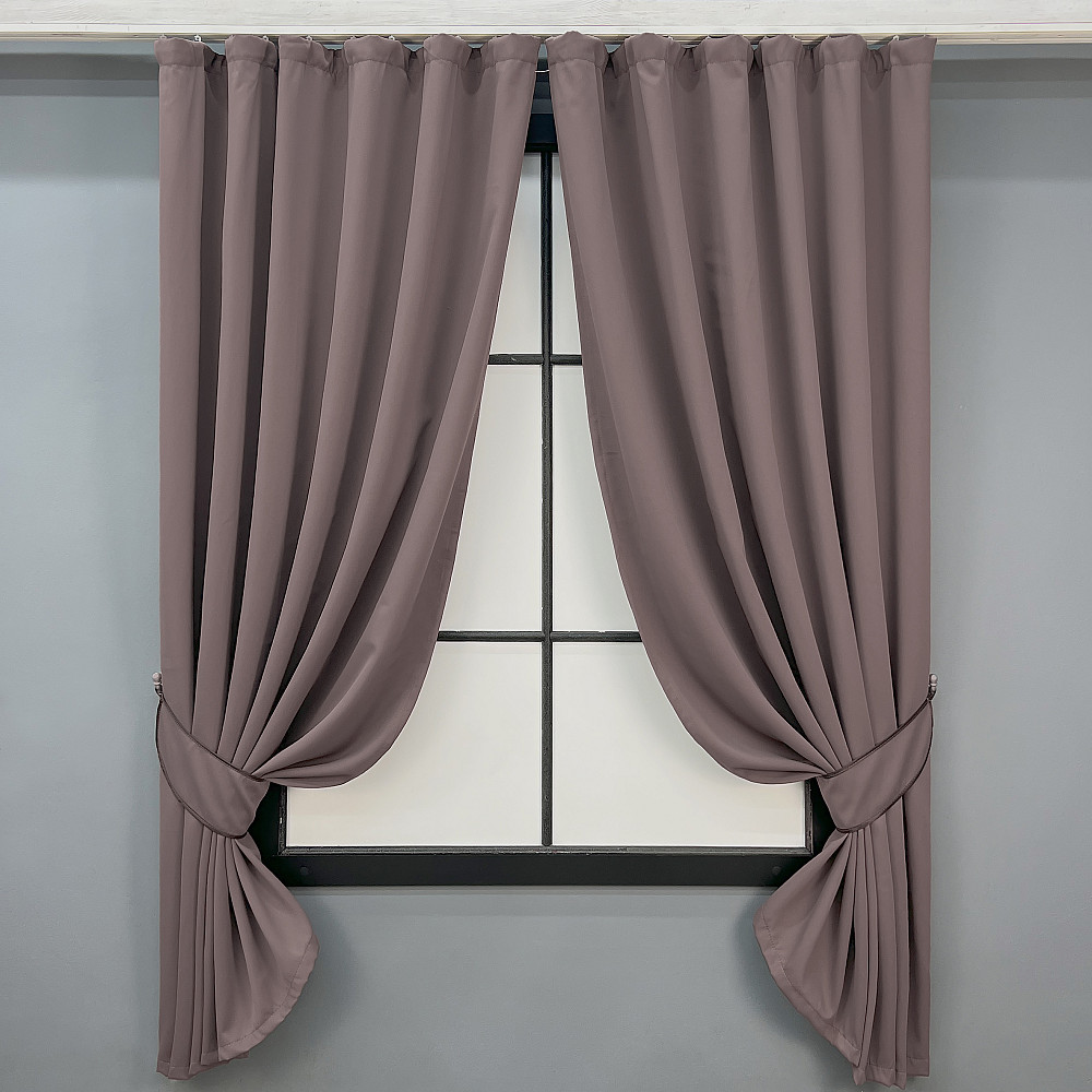 Комплект штор коротких VR-Textil Блекаут Midnight № 1233ш 140х170 см 2 шт Бурий (35-0437) Київ - фото 1