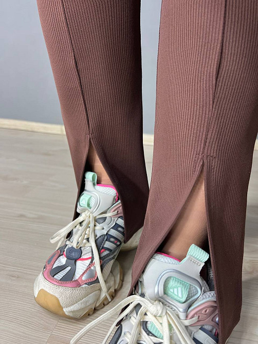 Лосини жіночі Prenses 535 з високою посадкою та розрізами кльош коричневі, коричневий, L Київ - фото 2