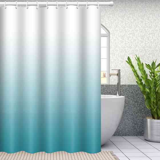 Шторка для ванной комнаты Bathlux 180 x 180 люкс качество с водоотталкивающим покрытием, Бирюзовый градиент Каменец-Подольский