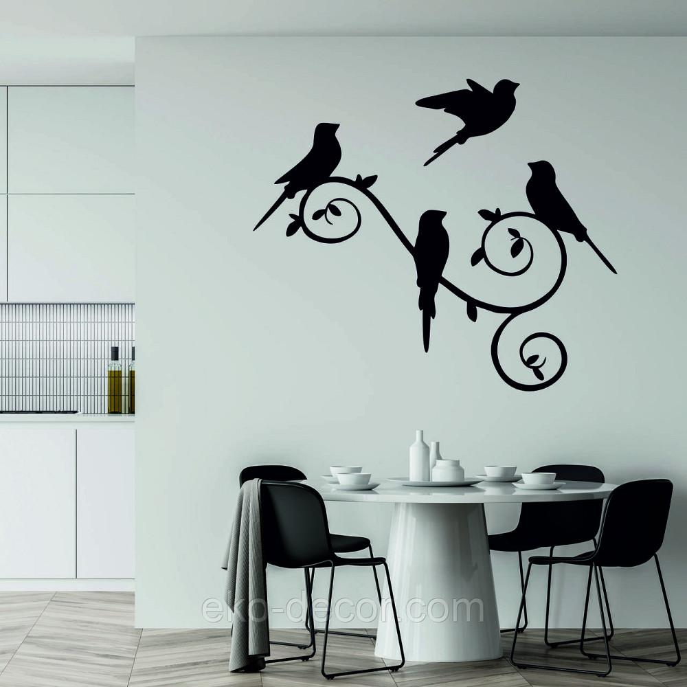 Декоративное настенное Панно «Птички», Декор на стену 90*66 см, Черный Киев - изображение 3