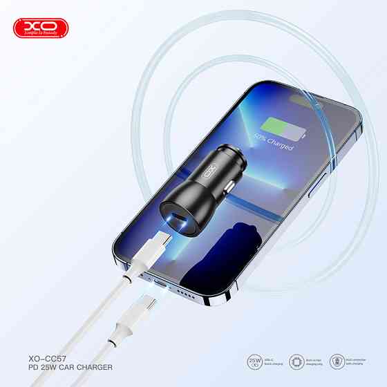 Автомобільний зарядний пристрій XO CC57 PD25W Smart Metal Single C Port чорний Львів