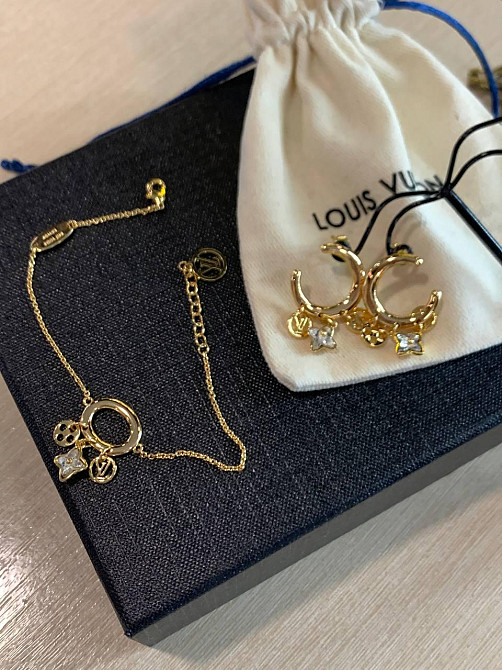 Луї Віттон сережки / Louis Vuitton сережки позолота Одеса - фото 2