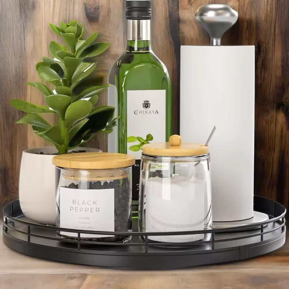 Піднос-столик для кухонного або ванного приладдя, дерев'яний, 10 дюймів, чорний Кам'янець-Подільський - фото 2