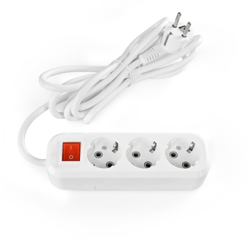 Подовжувач із заземленням 3 розетки 3м d1,5мм з кнопкою білий Standard Titanum Житомир - изображение 1