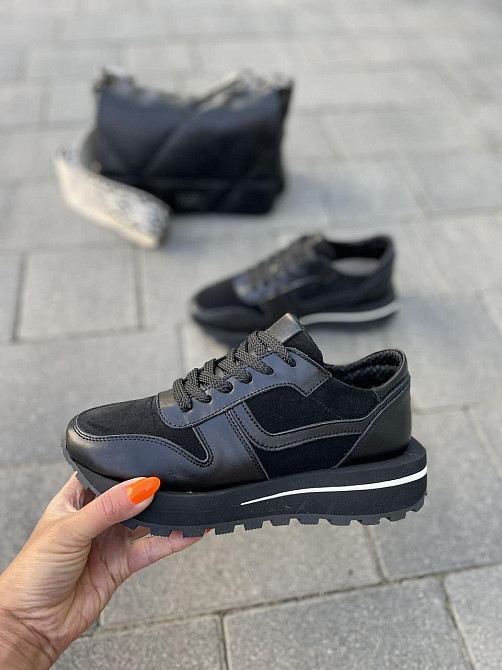 Molly Кроссовки женские MOLLY черные натуральная кожа+замша весна-осень 37р.38р.39р. (5237) Коломия - фото 2