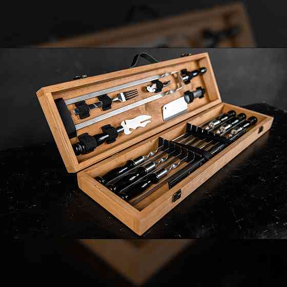 Шампури подарункові набір бокс для пікніка гриля та барбекю Оригінальні Віп подарунки на день народження татові, хлопцю, Тернопіль