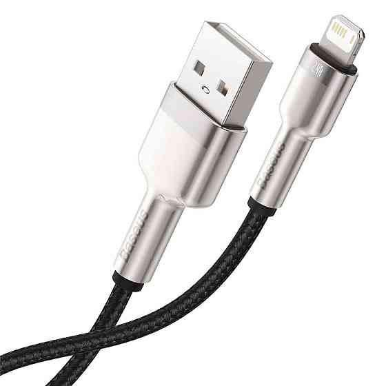 Кабель Baseus Cafule Series Metal дата-кабель USB - Lightning 2.4A 1m, колір чорний CALJK-A01 Одеса