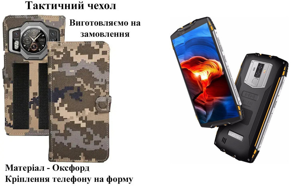 Тактический чехол для Blackview BV6100, крепится к снаряжению на липучке Киев - изображение 1