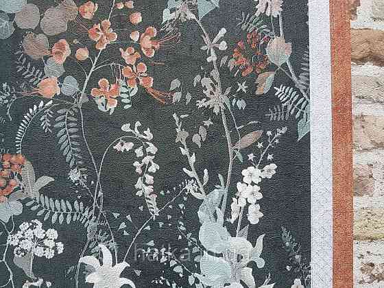 Обои виниловые на флизелине AS creation TheBos 0.53х10 растения листья цветы ягоды бирюза коричневые на черном Киев