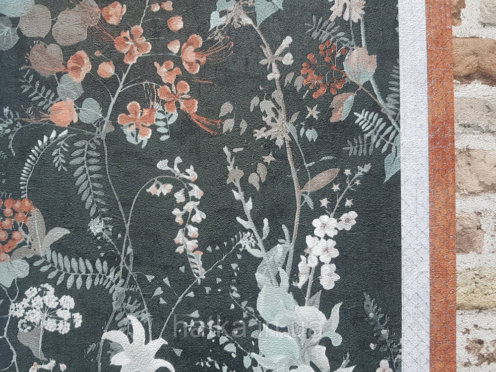 Обои виниловые на флизелине AS creation TheBos 0.53х10 растения листья цветы ягоды бирюза коричневые на черном Киев - изображение 2