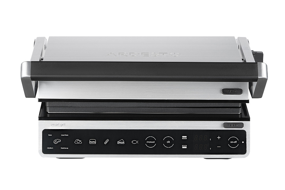Гриль ARDESTO прижимний 2000Вт, темп. режимів-6, з`ємні пластини, розкриття на 180°, сріблястий Киев - изображение 6