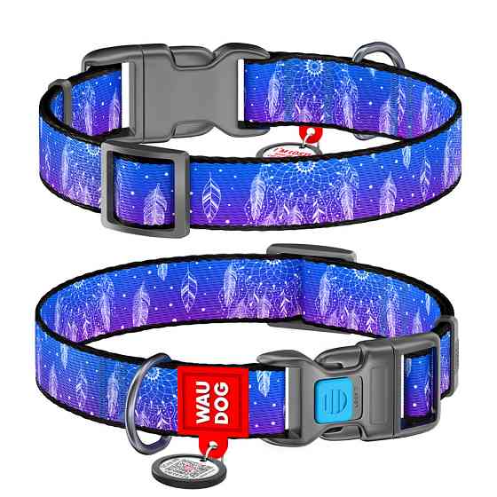 Нашийник для собак нейлоновий WAUDOG Nylon з QR-паспортом, малюнок "Ловець снів", пластиковий фастекс, Ш 25 мм Вінниця