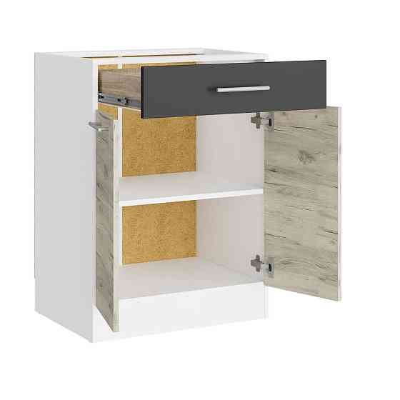 Кухонный модуль нижний с шухлядой Эверест Эко 600 дуб крафт белый/графит/белый (без столешницы) 60х46х82 см (DTM-071023) Львов