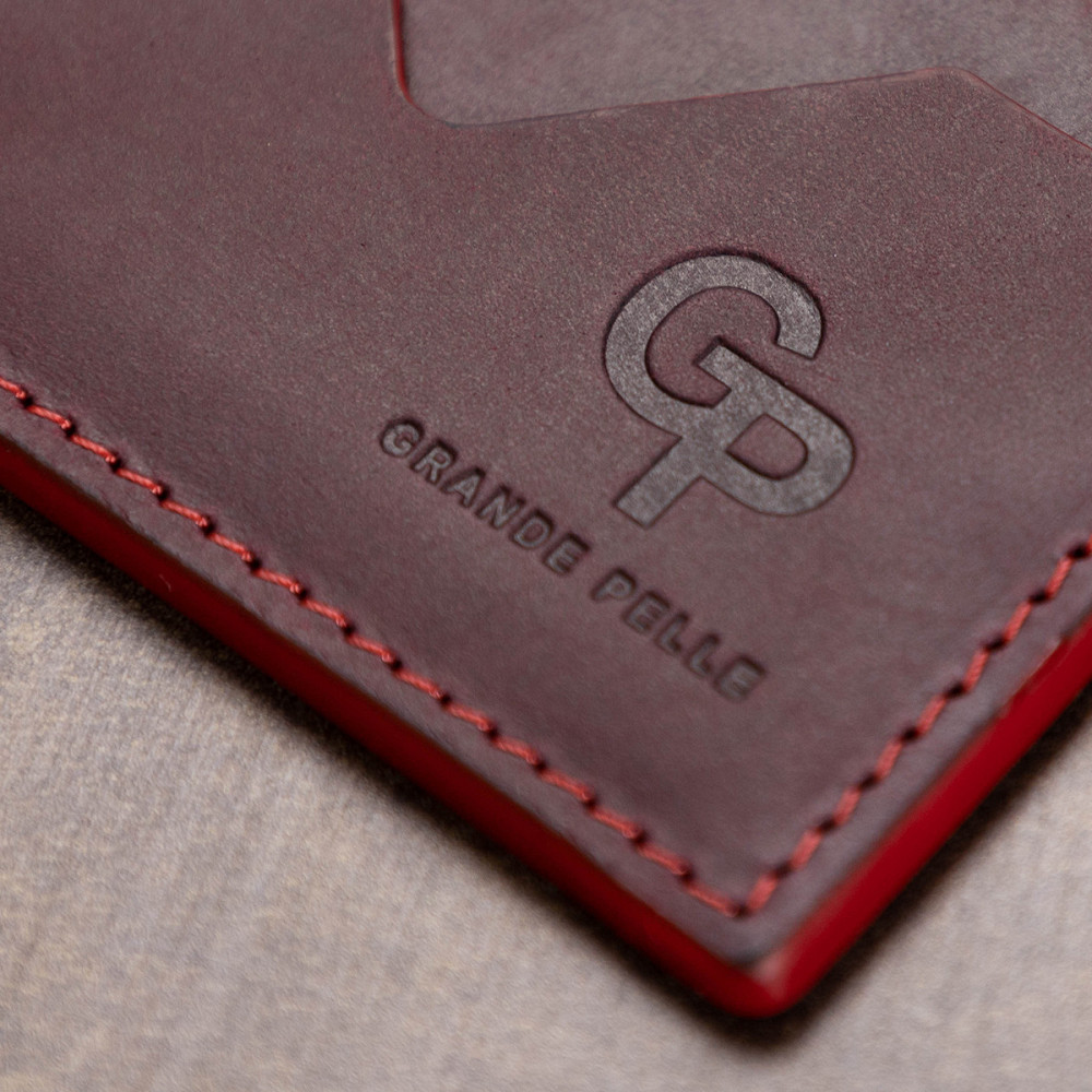 Кожаный женский картхолдер GRANDE PELLE 11527 Бордовый Киев - изображение 9