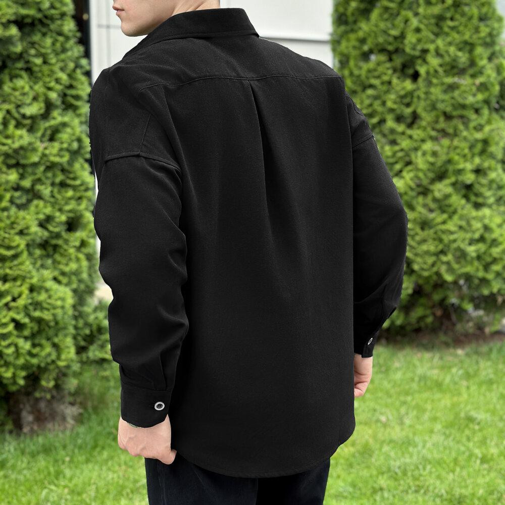 Чоловіча чорна сорочка з довгим рукавом Pobedov Founder Київ - фото 5