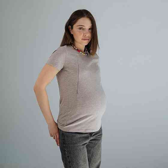 Футболка оверсайз для беременных и кормящих темно-серый Киев