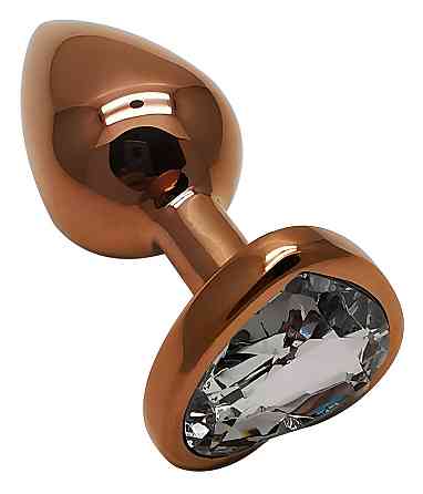 Анальная пробка с кристаллом EGZO - Dark Gold Heart Plug Clear, size S Sex Aura Киев