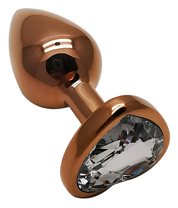 Анальна пробка з кристалом EGZO - Dark Gold Heart Plug Clear, size S Sex Aura Київ - фото 2