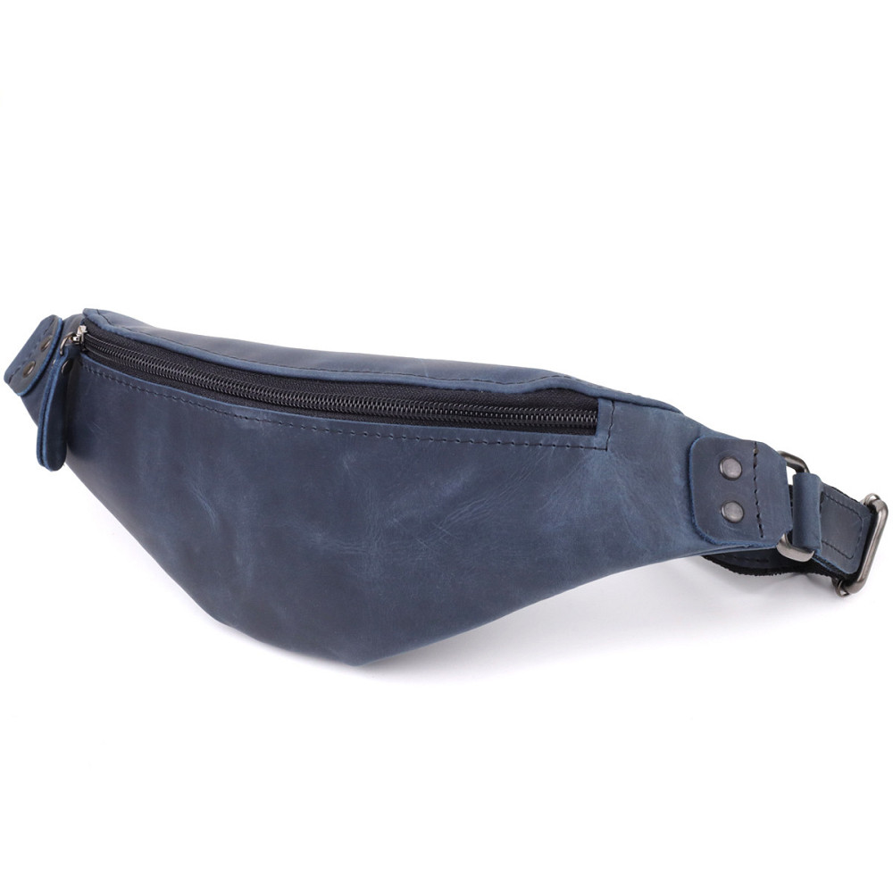 Мужская удобная бананка из натуральной винтажной кожи Синий (SHVIGEL) Киев - изображение 11